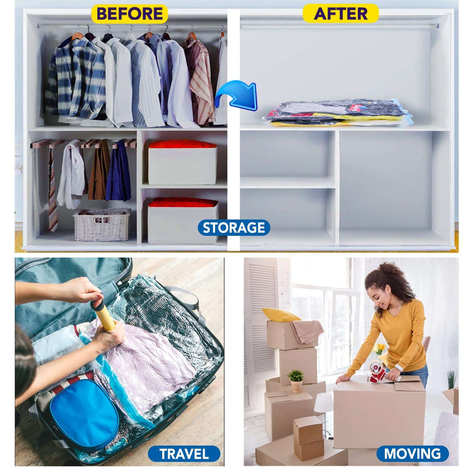 Smart Saver Vacuum Compression Storage Bags for Blankets and Woolens