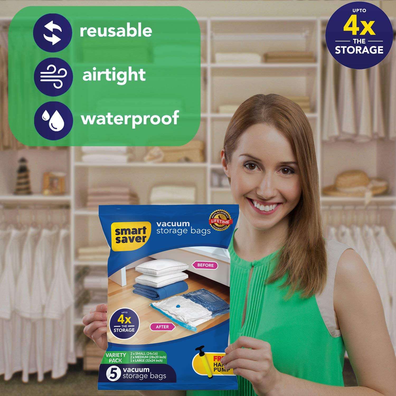 Smart Saver Vacuum Compression Storage Bags for Blankets and Woolens