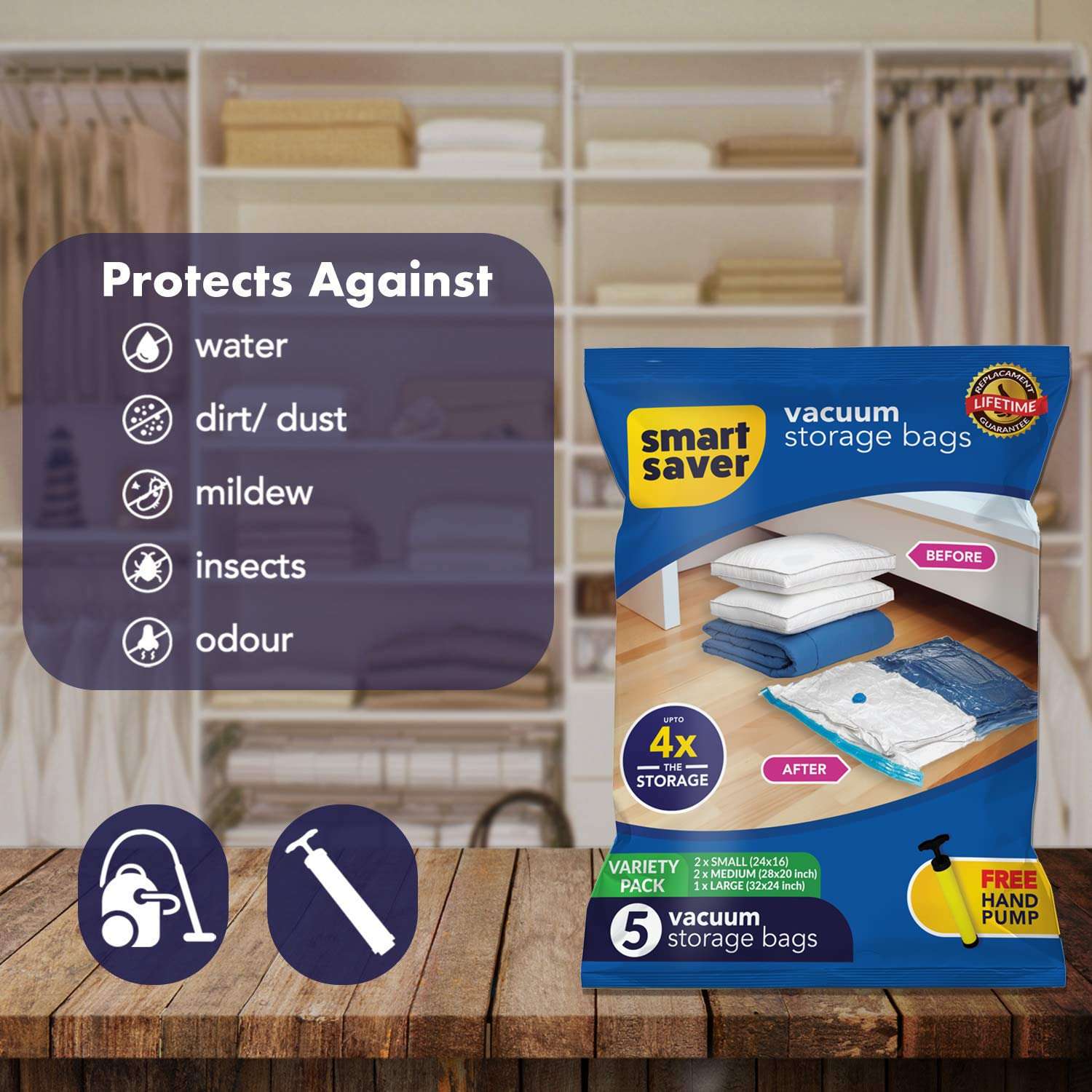 Smart Saver Vacuum Compression Storage Bags for Blankets and Woolens