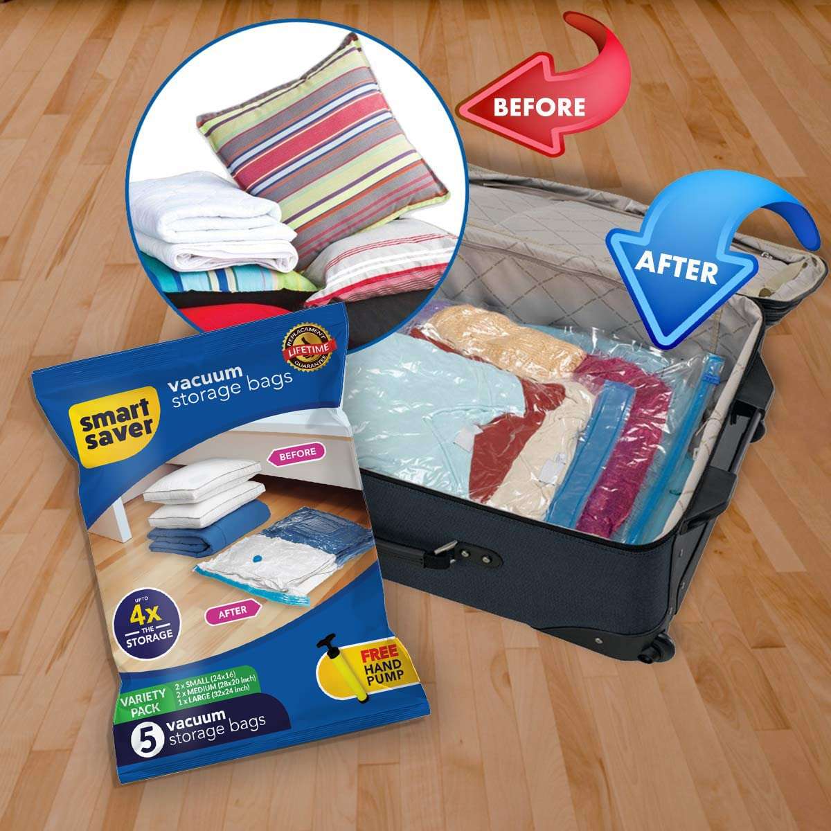 Smart Saver Vacuum Compression Storage Bags for Blankets and Woolens